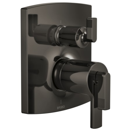 Brizo Thermostatic Valve Trim with Integrated Volume Control and 6 Function Diverter for Three Shower Applications - Less Handles and Rough-In Brilliance Black Onyx