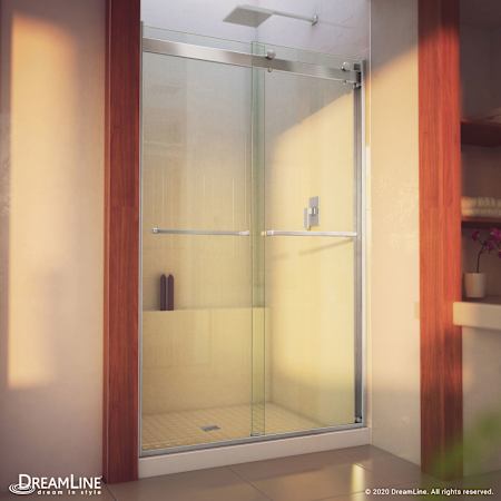 DreamLine Essence-H 44 - 48" W x 76" H Semi-Frameless Bypass Shower Door Brushed Nickel