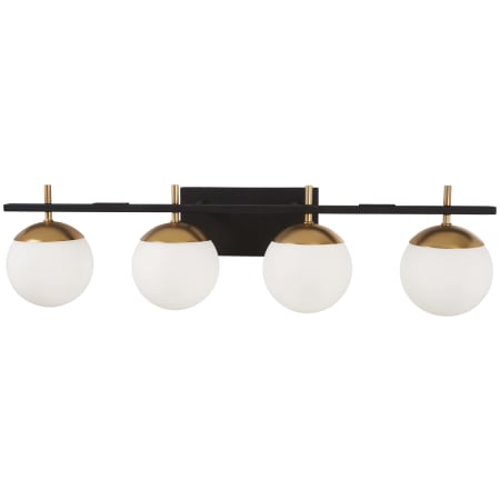 Kovacs Alluria 4 Light 33" Wide Bathroom Vanity Light with Etched Opal Glass Shades Weathered Black / Autumn Gold