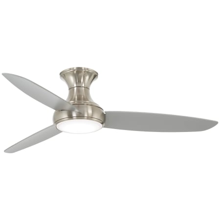 MinkaAire Concept III 54" 3 Blade Flush Mount Indoor / Outdoor Smart LED Ceiling Fan with Remote Control Included Brushed Nickel Wet