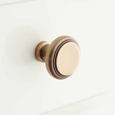 Signature Hardware Ardell 1-1/2 Inch Diameter Round Cabinet Knob Antique Brass
