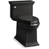 Kohler Memoirs 1.28 GPF Compact Elongated One-Piece Comfort Height Toilet with AquaPiston and Glenbury Quiet-Close Seat Included Black Black