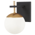 Kovacs Alluria 1 Light 10" Tall Bathroom Sconce with Etched Opal Glass Shade Weathered Black / Autumn Gold