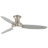 MinkaAire Concept III 54" 3 Blade Flush Mount Indoor / Outdoor Smart LED Ceiling Fan with Remote Control Included Brushed Nickel Wet