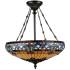 Quoizel Belle Fleur 4 Light 22-3/4" Diameter Bowl Pendant with Tiffany Stained Glass Vintage Bronze