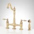 Signature Hardware Delacour 1.75 GPM Double Handle Bridge Kitchen Faucet with Side Spray Aged Brass