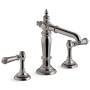 Kohler Artifacts Widespread Bathroom Faucet with Lever Handles - Free Metal Pop-Up Drain Assembly with purchase Vibrant Titanium