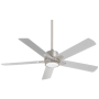 MinkaAire Stout 5 Blade 54" Indoor LED Ceiling Fan with Remote Control Included Brushed Nickel