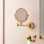 Signature Hardware Ramana 9-5/8" W x 12-5/8" H Modern Circular Framed Bathroom Wall Mirror Brushed Gold