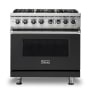 Viking 36 Inch Wide 5.64 Cu. Ft. Free Standing Dual Fuel Range with VariSimmer Functionality and SureSpark Ignition System Cast Black